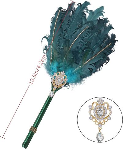 CROWN GUIDE Luxury Feather Quill Pen with Shiny Rhinestones & Curled Goose Feathers- Wedding Guest Book Pen, Great Gatsby/HP Party Supplies, Bridal Shower Gift with Rose Gold Heart Charm (13.8",Gold) in Kuwait