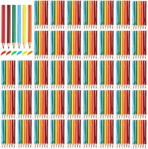200 Sets Mini Colored Pencils 3.5 Inch Portable Short Fat Color Pencil Bulk Coloring Pencils Pre Sharpened Drawing Colored Pencil for Kids Children Painting Classroom, 6 Assorted Colors in Kuwait
