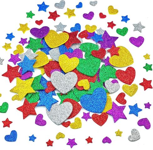 342pcs ملصقات لمعان القلب والرغوة النجمية ， أشكال منتفخة منتفخات للفنون والحرف اليدوية ، مواد عيد الحب لبطاقة الترحيب (342) in Kuwait