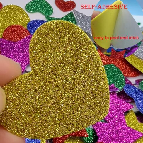 342pcs ملصقات لمعان القلب والرغوة النجمية ， أشكال منتفخة منتفخات للفنون والحرف اليدوية ، مواد عيد الحب لبطاقة الترحيب (342) in Kuwait