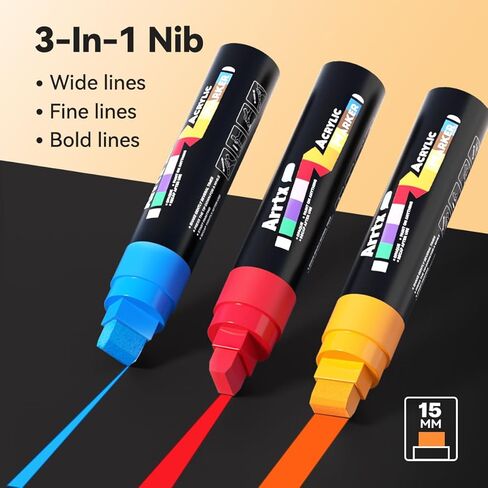 Arrtx Acrylic Jumbo Markers 10mm Broad Tips Acrylic Paint Pens for Stone, Glass, Easter Egg, Wood and Fabric Painting-No Toxic,No Odor in Kuwait