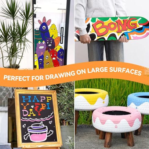 Arrtx Acrylic Jumbo Markers 10mm Broad Tips Acrylic Paint Pens for Stone, Glass, Easter Egg, Wood and Fabric Painting-No Toxic,No Odor in Kuwait