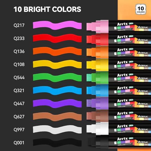 Arrtx Acrylic Jumbo Markers 10mm Broad Tips Acrylic Paint Pens for Stone, Glass, Easter Egg, Wood and Fabric Painting-No Toxic,No Odor in Kuwait