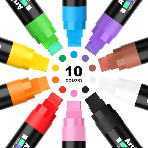 Arrtx Acrylic Jumbo Markers 10mm Broad Tips Acrylic Paint Pens for Stone, Glass, Easter Egg, Wood and Fabric Painting-No Toxic,No Odor in Kuwait