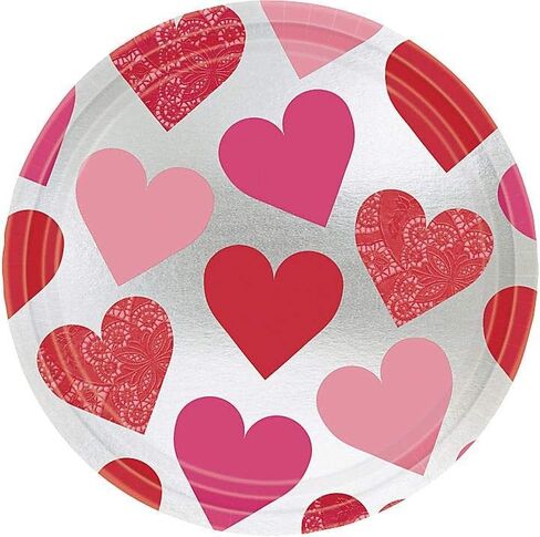 Amscan Valentine 9" Key To Your Heart Metallic Paper Plates, 8 Ct. | Party Tableware in Saudi Arabia
