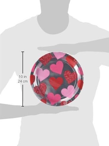 Amscan Valentine 9" Key To Your Heart Metallic Paper Plates, 8 Ct. | Party Tableware in Saudi Arabia