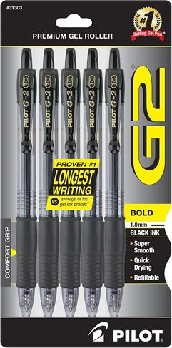 PILOT, G2 Premium Gel Roller Pens, Bold Point 1 mm, Black (Pack of 6, 30 Count Total) in Saudi Arabia