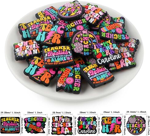 6PCS Teacher Silicone Focal Beads for Pens, Character Silicone Beads for Lanyard Making DIY Handicraft in Kuwait