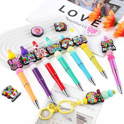 6PCS Teacher Silicone Focal Beads for Pens, Character Silicone Beads for Lanyard Making DIY Handicraft in Kuwait