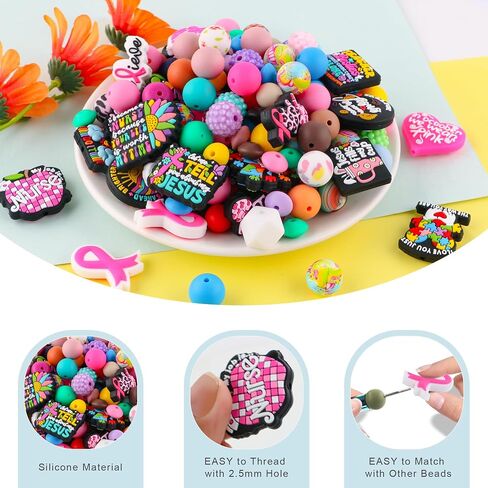 6PCS Teacher Silicone Focal Beads for Pens, Character Silicone Beads for Lanyard Making DIY Handicraft in Kuwait