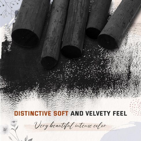 Gueevin 5 Pcs Jumbo Willow Charcoal Sticks 0.79-0.94 Inch Large Soft Willow Charcoal Chunky Drawing for Sketching Artist Supplies, Black in Kuwait