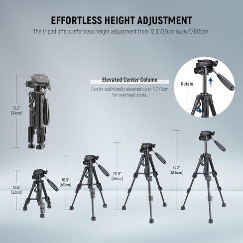 NEEWER 72" Fluid Head Video Tripod Monopod, Aluminum Alloy QR Plate Compatible with DJI RS Gimbal Manfrotto, 360° Pan & +90°/-70° Tilt for DSLR Camera Camcorder, Max Load 17.6lb/8kg, TP72A in Kuwait