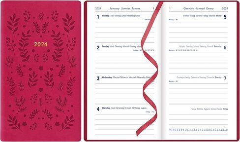 Letts of London Woodland 2025 Weekly Planner, 12 Months, January to December, Sewn Binding, Medium Pocket, 5.875" x 3.125", Multilingual, Pink (C082174-25) in Saudi Arabia