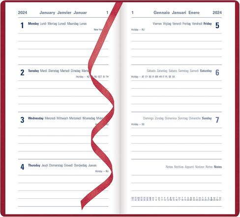 Letts of London Woodland 2025 Weekly Planner, 12 Months, January to December, Sewn Binding, Medium Pocket, 5.875" x 3.125", Multilingual, Pink (C082174-25) in Saudi Arabia