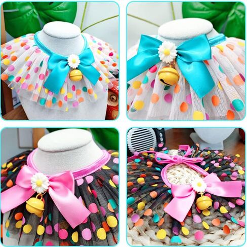 Pet Bib Adjustable Lace Bib Color Polka Dot Mesh Bib Cat Dog Bow Tie Bell Ornament in Saudi Arabia