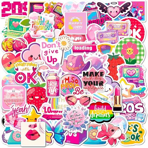 Coquette Stickers 100Pcs, Waterpoor Pink Asthetic Coquette Stickers for Water Bottle Laptop Phone Decor, Cute Coquette Stickers for Kids Adults Teens in Saudi Arabia