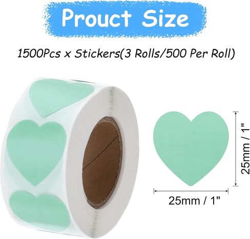 MECCANIXITY 1500Pcs Heart Stickers 1 Inch Self-Adhesive Stickers Paper Labels for DIY Crafts Wedding Party Gifts Shop Home Classroom Bottle Packaging,Laser,3 Rolls/500 Per Roll in Saudi Arabia