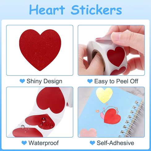 MECCANIXITY 1500Pcs Heart Stickers 1 Inch Self-Adhesive Stickers Paper Labels for DIY Crafts Wedding Party Gifts Shop Home Classroom Bottle Packaging,Laser,3 Rolls/500 Per Roll in Saudi Arabia