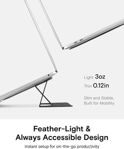 Moft Laptop Stand for Desk ، Stand-Latherive Captop Stand مع اثنين من زوايا المشاهدة القابلة للتعديل ، وقابل للطي ومحمول حامل متوافق مع MacBook Air ، MacBook Pro 11 "-16" ، Silver in Kuwait