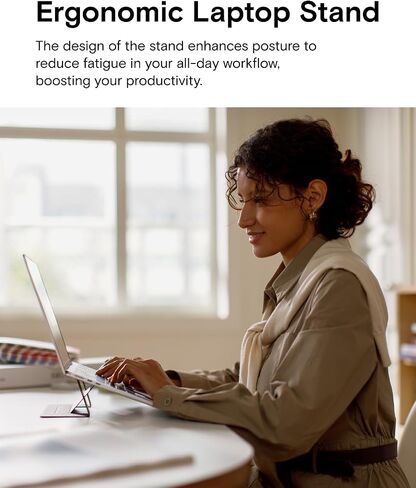 Moft Laptop Stand for Desk ، Stand-Latherive Captop Stand مع اثنين من زوايا المشاهدة القابلة للتعديل ، وقابل للطي ومحمول حامل متوافق مع MacBook Air ، MacBook Pro 11 "-16" ، Silver in Kuwait
