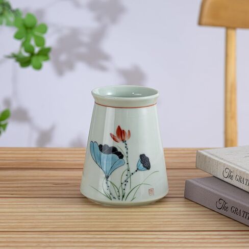 Porcelain Pen Holder Cup,4 inch Small Ceramic Jar,Minimalist Decor for Desk Office and Home (Orchid) in Saudi Arabia