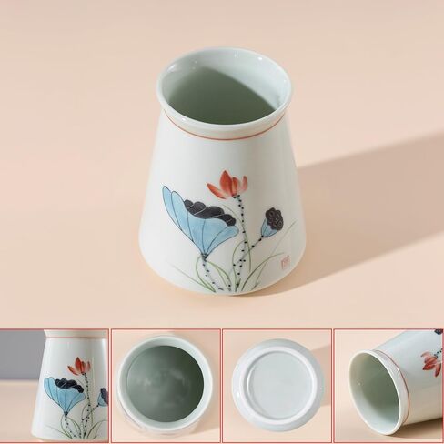 Porcelain Pen Holder Cup,4 inch Small Ceramic Jar,Minimalist Decor for Desk Office and Home (Orchid) in Saudi Arabia