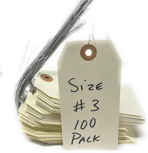 Manila Tags with Attached Metal Wire Heavy Duty Manilla Pre Wired Paper Shipping Tag | 2.75" x 1.375" | Reinforced Eyelet Great for Inventory, Parts, Sales, Tools & More | Pack of 100 in Saudi Arabia