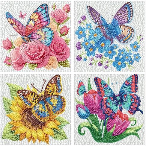 FlyingMage 4 Pack Diamond Art Painting Kits for Adults, Full Drill 5D Diamond Dots Cute Animal Paintings Kits Art and Crafts for Decoration & Gifts (Blue Seahorse+Dolphin+Turtle+Octopus) in Kuwait
