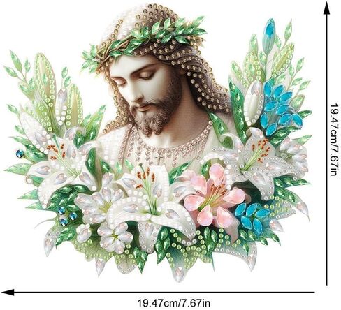 Apomelo Hanging Diamond Art Kit Jesus, Religious Diamond Art Kit for Adult, Special Gem Diamond Art Pendant Hanging Ornament Kit, Wreath Jesus in Kuwait