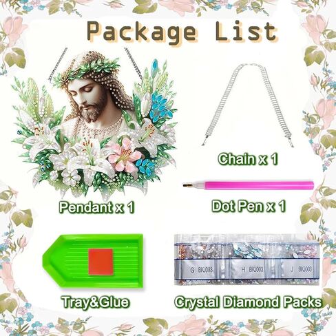Apomelo Hanging Diamond Art Kit Jesus, Religious Diamond Art Kit for Adult, Special Gem Diamond Art Pendant Hanging Ornament Kit, Wreath Jesus in Kuwait