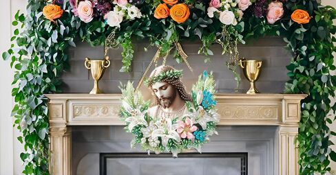 Apomelo Hanging Diamond Art Kit Jesus, Religious Diamond Art Kit for Adult, Special Gem Diamond Art Pendant Hanging Ornament Kit, Wreath Jesus in Kuwait