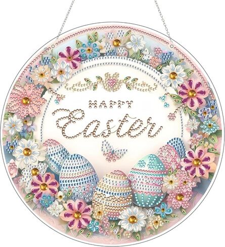 Swekke Easter Egg Egg Diamond Art Kit للبالغين ، وحجر الراين الخاص بالبالغين ، و Diy Acrylic Diamond Art Pursants معلقات حديقة منزلية معلقة زخرفة ، in Kuwait