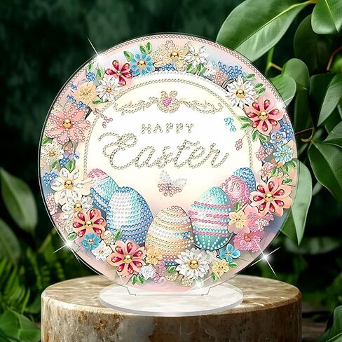 Swekke Easter Egg Egg Diamond Art Kit للبالغين ، وحجر الراين الخاص بالبالغين ، و Diy Acrylic Diamond Art Pursants معلقات حديقة منزلية معلقة زخرفة ، in Kuwait