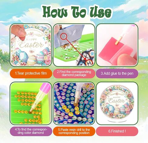 Swekke Easter Egg Egg Diamond Art Kit للبالغين ، وحجر الراين الخاص بالبالغين ، و Diy Acrylic Diamond Art Pursants معلقات حديقة منزلية معلقة زخرفة ، in Kuwait