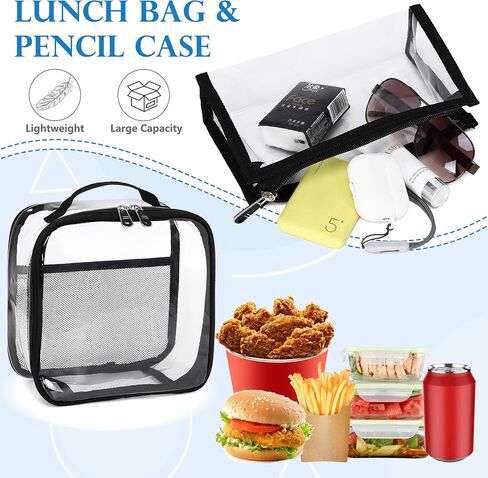 AO ALI VICTORY Large Clear Backpack for Women Men Girls School College Bookbag with Lunch Box Pencil Bag PVC Transparent Backpacks See Through Daypack for Sport Events Stadiums,Work,Travel,Black Set in Kuwait