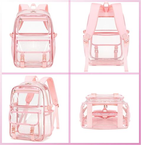 AO ali Victory حقيبة ظهر كبيرة واضحة للنساء لرجال College College College مع حقيبة قلم رصاص BACK PVC PVC شاهدها من خلال Daypack for Sport Events Foldiums ، العمل ، السفر ، مجموعة أسود in Kuwait