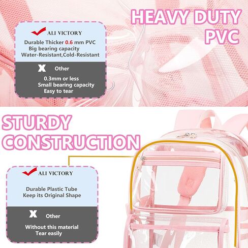 AO ali Victory حقيبة ظهر كبيرة واضحة للنساء لرجال College College College مع حقيبة قلم رصاص BACK PVC PVC شاهدها من خلال Daypack for Sport Events Foldiums ، العمل ، السفر ، مجموعة أسود in Kuwait