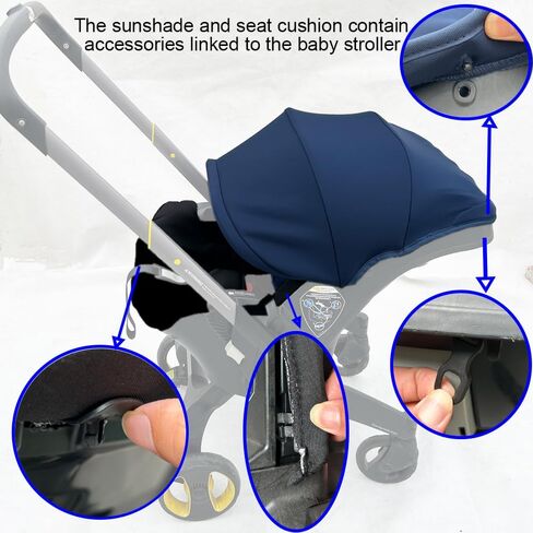 Stroller Accessory Washing Kit Textile Set, Colorful Canopy & Water Resistance Soft Cushion Compatible with DOONA CAR SEAT Strollers (Olive Green) in Saudi Arabia