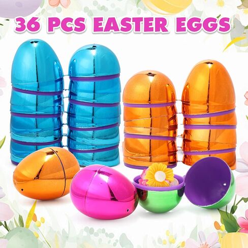 Skirfy Fillable Easter Eggs 2.36" Inch (36 Pack) with Hinge Bulk Colorful Bright Plastic Easter Eggs, Perfect for Easter Egg Hunt,Birthday Party Favor in Saudi Arabia
