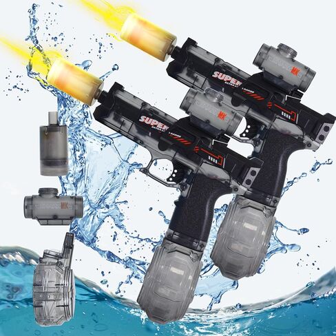 Electric Water Gun for Kids Ages 8-12-Automatic Water Gun with Automatic High Power, Long Range 28-32 FT,Beach Toys for Summer Outdoor Fun, Black*2 in Saudi Arabia