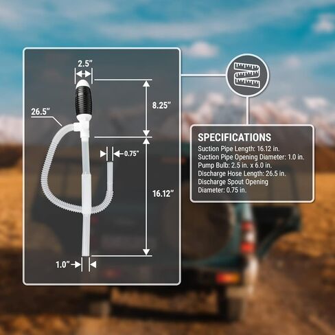 مضخة تيرا بومب ذات أسطوانة صناعية كبيرة سيفون سعة 55 جالون (خالية من مادة BPA) لمياه الشرب والغاز والديزل (5 جالون في الدقيقة) in Kuwait