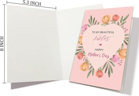 Mother's Day Card for Sister, Beautiful Sister Mothers Day Card, Cute Card for Sister, Surprising Mothers Day Gift Idea for Friend in Saudi Arabia