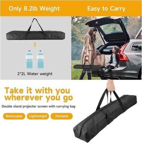 Outdoor Projector Screen with Stand, SCREENMAX 120 inch Foldable Projector Screens with Portable Carry Bag, 16:9 4k HD Rear Front Wrinkle-Free Projection Screen for Movie Night and Indoor Home Theater in Kuwait