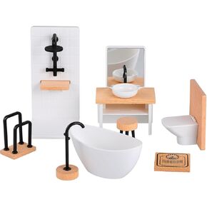 1Set Dollhouse Miniature Bathroom Associory مجموعة حمام مع غرفة دش ديكور مرحاض بالوعة الحوض للدمى MINI Bathontub مرحاض