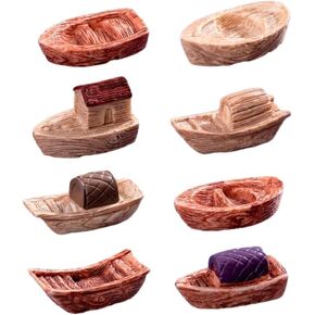 jowxsx 8pcs القوارب المصغرة التماثيل الحلي لحديقة المناظر الطبيعية أواني مصنع ديكورات ، ملحقات الدمية