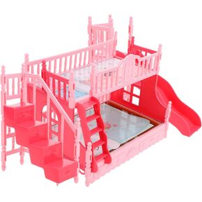 TOYANDONA Doll Bunk Bed Set Doll House Furniture Bunk Bed Ornament Bed Miniatures Mini House Bunk Bed Doll House Decoration Mini Bunk Bed Model Mini House Accessory Doll House Bunk Bed Toy, Pink