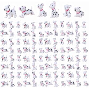 Miniature Dog Figurines 102Pcs Dalmatian Dog Figures Mini Plastic Dog Fairy Garden Miniature Moss Landscape DIY Terrarium Crafts Ornament Accessories for Home Dollhosue Décor