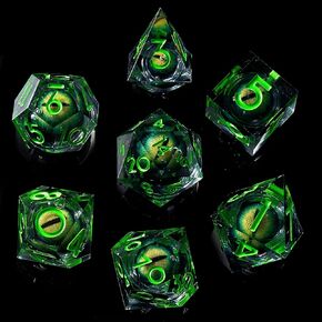 مجموعة Dragon DND Dnd Dice ، 7pcs Core Core Dice مع صندوق الهدايا ، و Drice Resin الحادة المصنوعة يدويًا للعب الأدوار المحصنة و Dragons TTRPG (Orange)