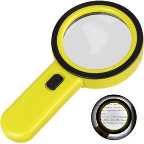 Aixpi مكبرة الزجاج مع الضوء ، 30x مكونة من الزجاج المكبرة 12 LED مكبّر مضاءة مضيئة لكبار السن المنسدلة في قراءة المجوهرات (Orange)