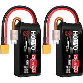 HOOVO 2S Shorty Lipo Battery 2200mAh 100C 7.4V RC Lipo Battery with TR Connector for FPV Racing Drone RC Airplane Helicopter Quadcopter Car-2 Pack in Kuwait